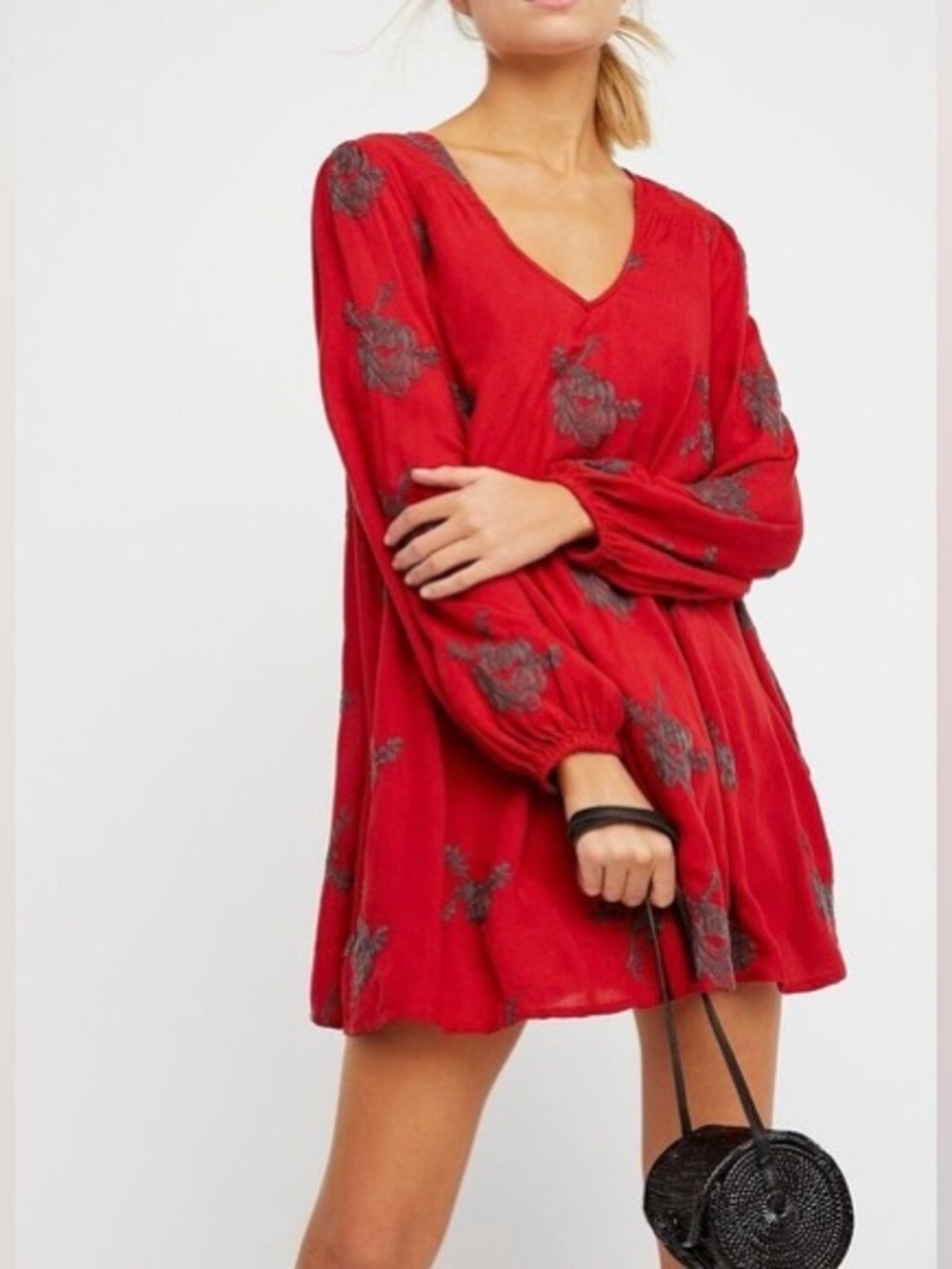 Free People Austin Embroidered Swing Mini Dress